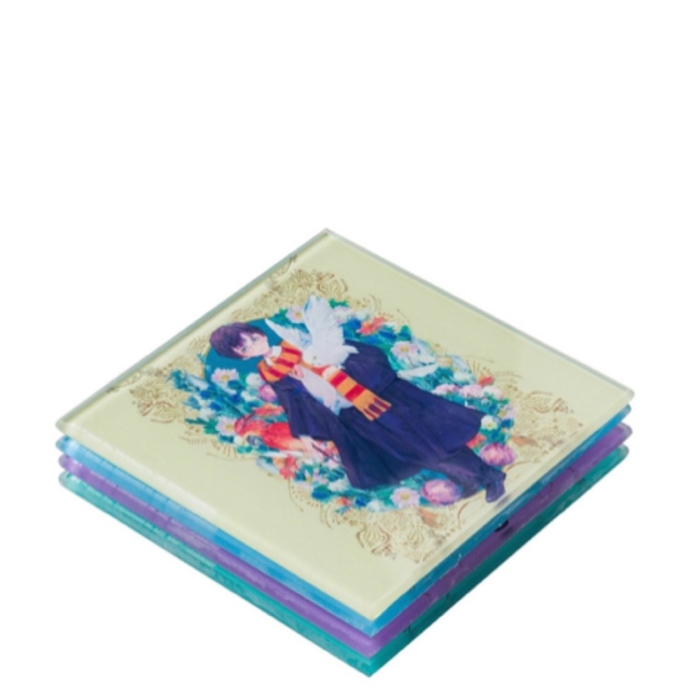 NEW Harry Potter Character 4 Piece Glass Coaster Set